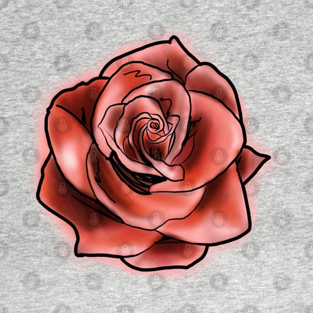 Red Rose Watercolor Art by Print Art Station